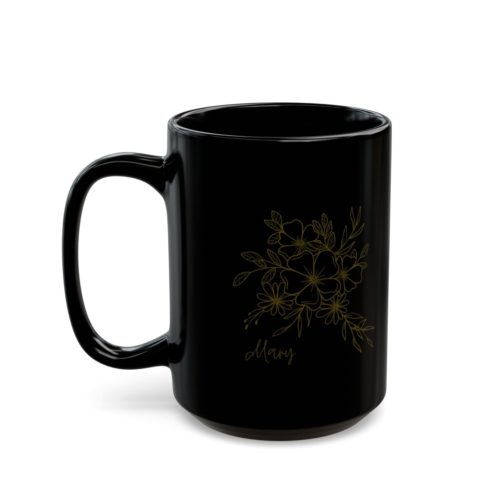 Personalized Black Floral Name Mug | Custom Coffee Cup - Image 3