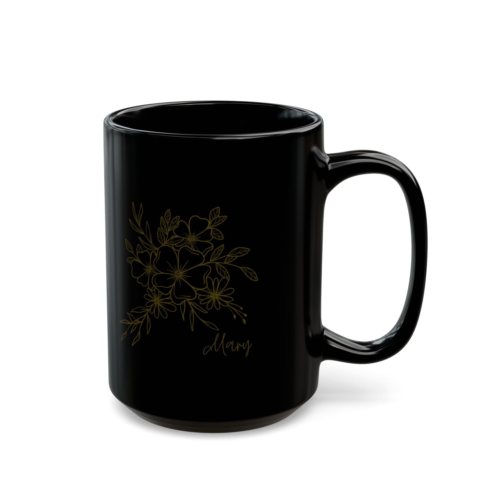 Personalized Black Floral Name Mug | Custom Coffee Cup - Image 2